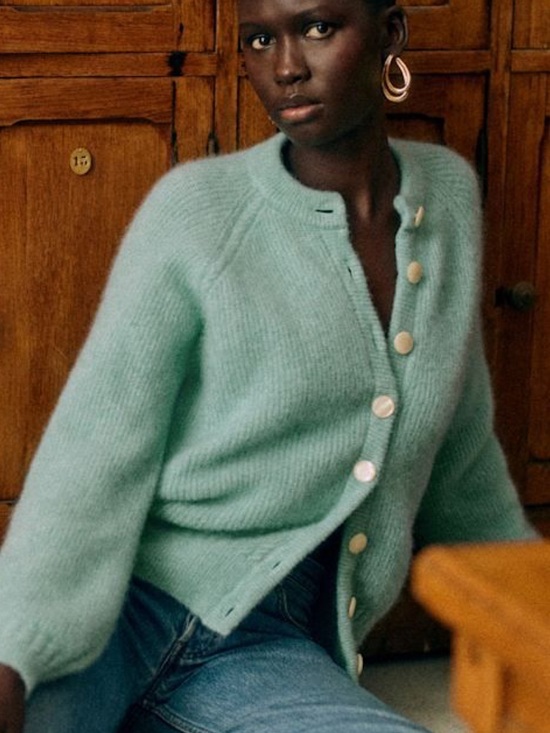 Sezane Sweaters - Sezane Othello Cardigan Celadon Blue M